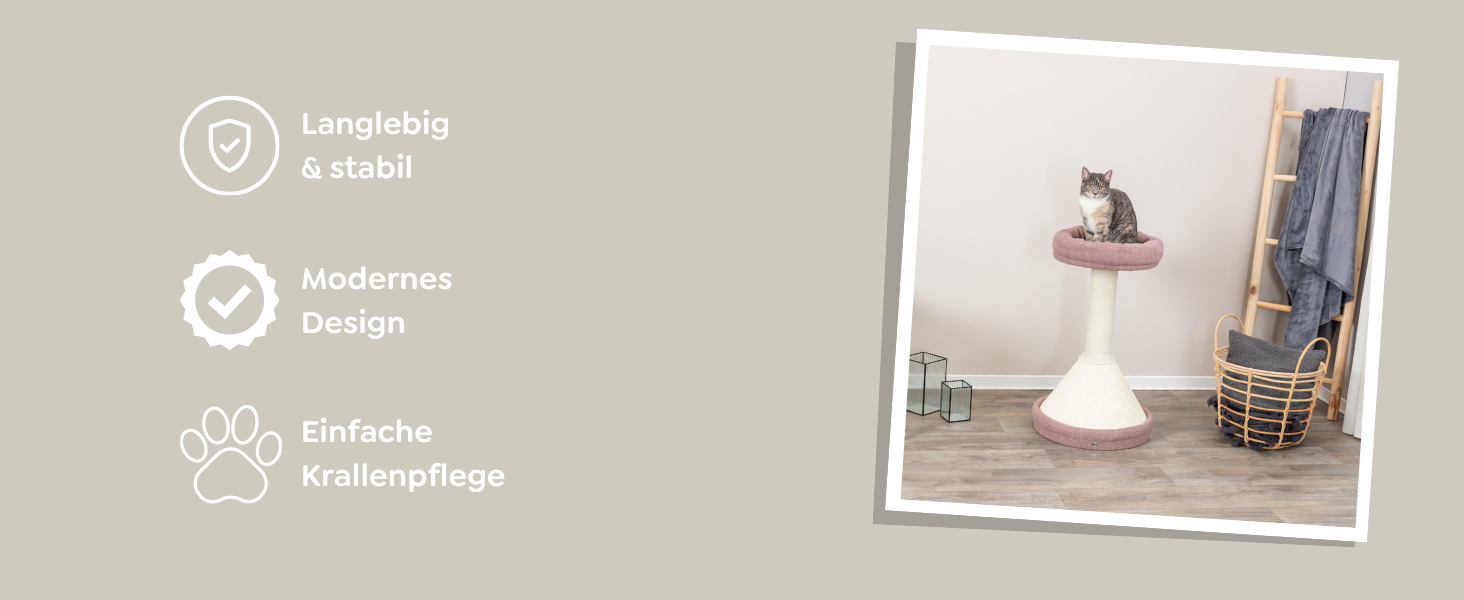 Кігтеточка TRIXIE Viviana (круглий, бежевий) – багатоповерхова, 114 см