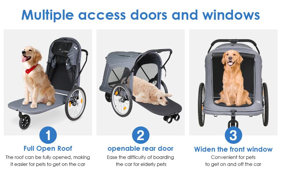 Beberoad 2-в-1 Причіп для собак на велосипед та візок, складаний, до 45 кг, R8 (Чорний)