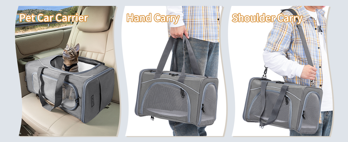 Транспортна сумка Petsfit для котів та собак | Авіапереліт, авто та поїзд | Сірий колір, Small