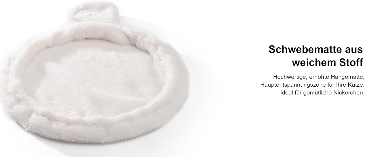 Драбина-кіготь для котів FUKUMARU, 4 яруси, до стелі (251-274см), кріпиться до стіни, з джутової тканини та зручною гамаком, бежева