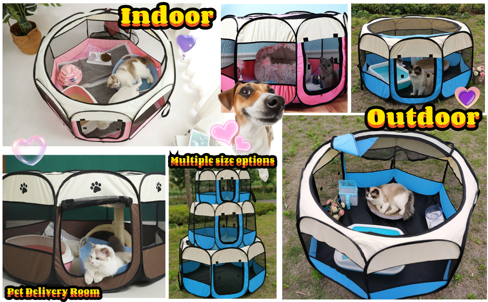 Кішка-бігове колесо Floving для домашніх тварин, складане, для використання в приміщенні та на вулиці, 8 прикрас, водонепроникне (M)