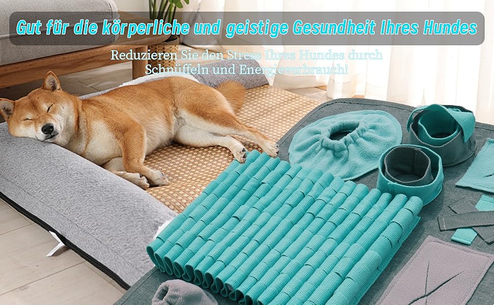 Килимок для собак SchnüFfelteppich, миючий, для тренувань, годівлі, нюховий тренінг, проти нудьги, для цуценят (66 x 42 см), блакитний