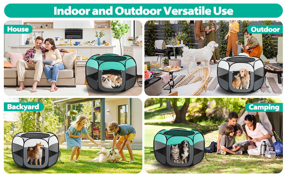 Клітка-біговий вольєр для цуценят та тварин, складана, 110x110x60 см, зелена