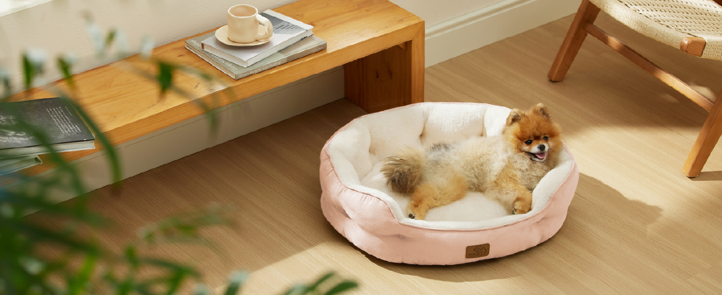Ліжко для котів BEDSURE, рожеве, 51x48x15 см - м'яке, миється, для котів та маленьких собак