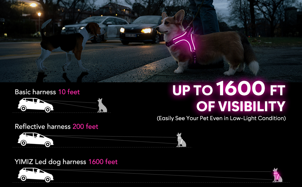 Світлодіодне шлейка для собак з підсвічуванням, заряджається, з ручкою, світловідбиваюча, для безпеки вночі, середніх, маленьких та великих собак (Рожева, XL)