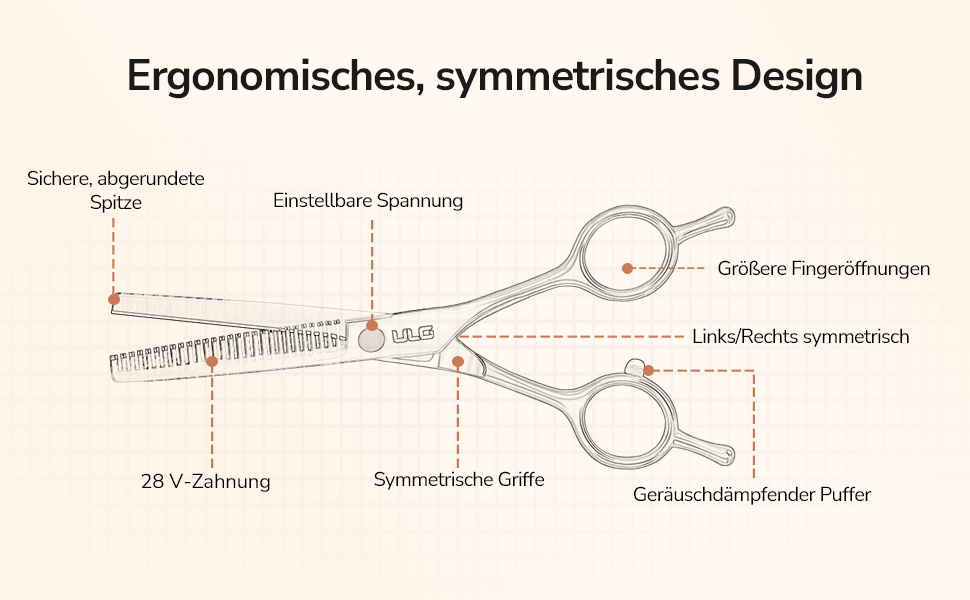 Професійний набір для стрижки волосся ULG - професійні барберські ножиці 16,5 см з японської нержавіючої сталі, витончуюча ножиця, гребінець, затискачі та етилуі - для чоловіків, жінок, дітей, чорний