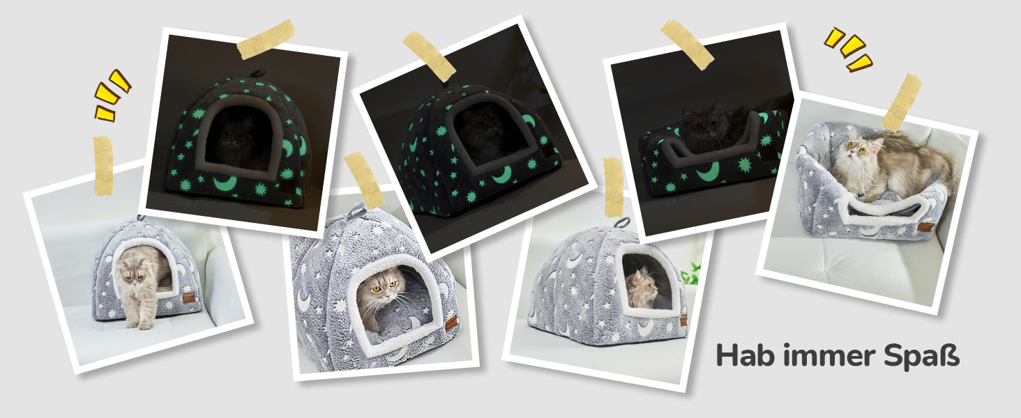 Кігтеточка-будиночок CATISM на Новий Рік - 42 x 42 x 55 см, для кішок, білий, з теплим килимком, знімний будиночок, антиковзаюче дно