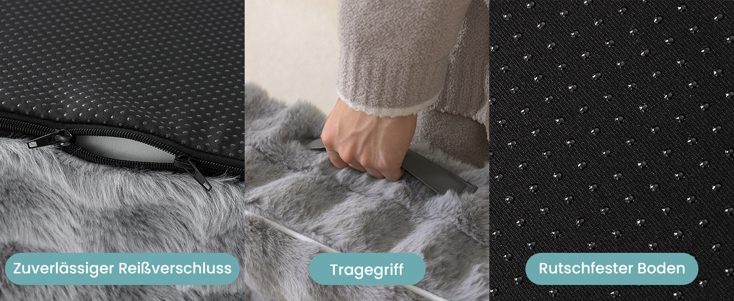 Ортопедичне ліжко для собак XL з штучного хутра, U-подібне, великі породи, водонепроникний чохол, антиковзаюче, м'яке, тепле, для прання