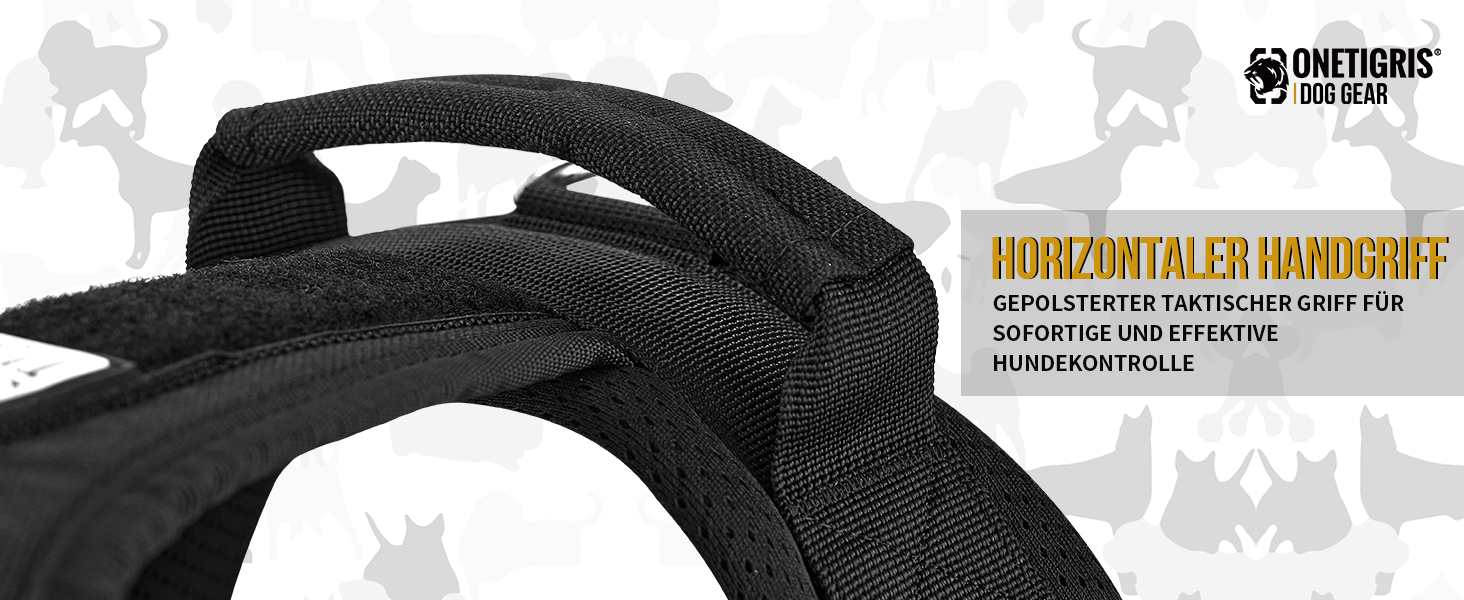 Шлейка для собак OneTigris Diesel, тактична, чорна, розмір L, м'яка підкладка, з ручкою та 3 D-кільцями, для середніх та великих собак