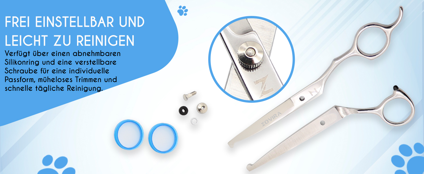 Професійні ножиці для грумінгу собак 6,5'', вигнуті, з круглим кінчиком та ножиці для стрижки подушечок лап. Ножиці для грумінгу собак, індивідуальна упаковка