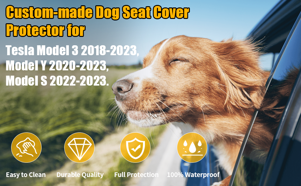 Захист для сидіння авто Tesla Model 3 Y S (2018-2023) - вологостійкий, антицарапинний, для собак