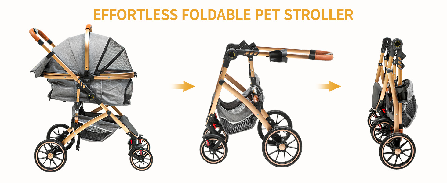 Візок для собак та котів 3-в-1 DWVO: візок, переноска, сумка. До 22 кг, сірий