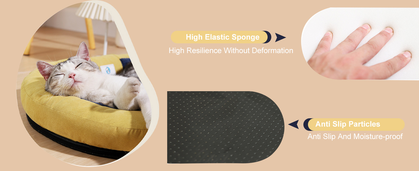 Ортопедичне ліжко для собак PETCUTE великих порід, зручне, з антиковзною основою та знімним чохлом, блакитне