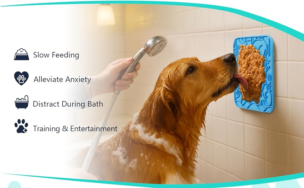 Силіконові килимки для годування котів та собак 2 шт. - сповільнене харчування, 60 присосок, проти ковзання, Bau+Grün-US