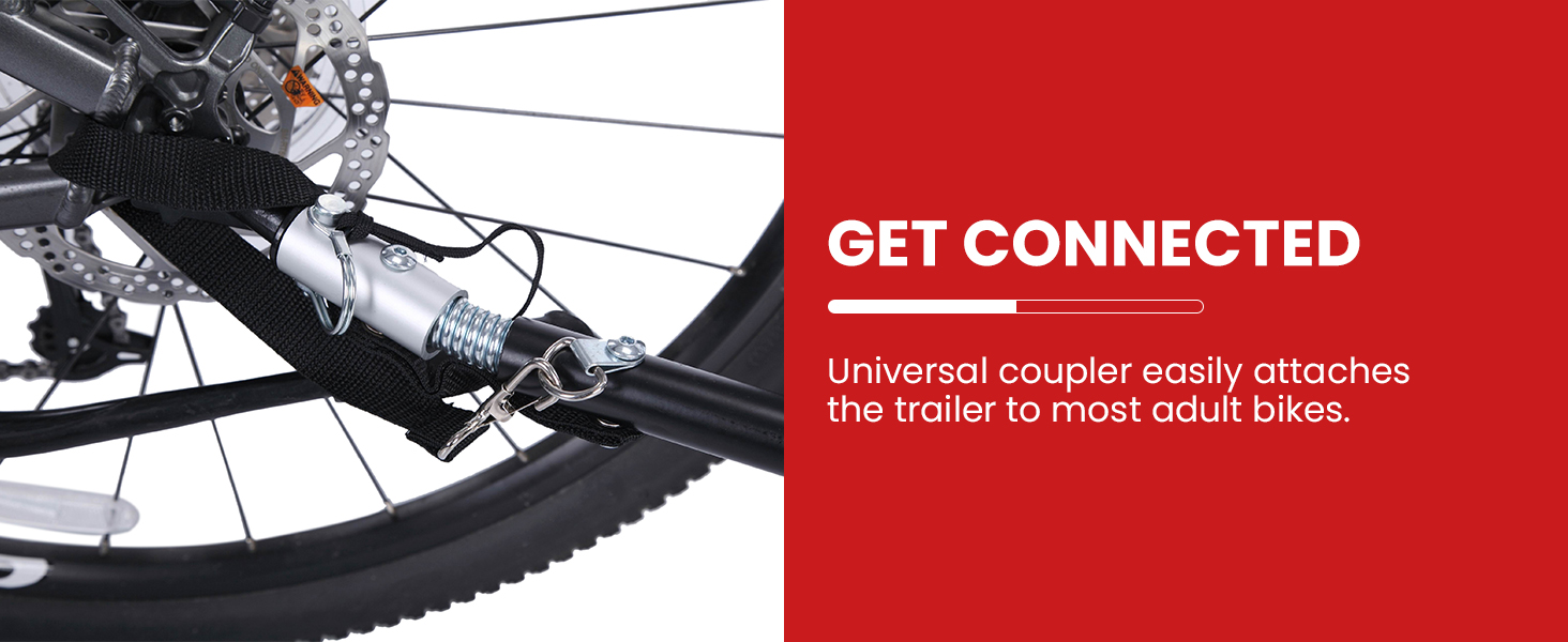 Дитячий велопричіп Sepnine для 1-2 дітей, від 12 місяців, швидко кріпиться, складаний, з 5-точковим ременем та кишеньками для зберігання. BT609-Червоний