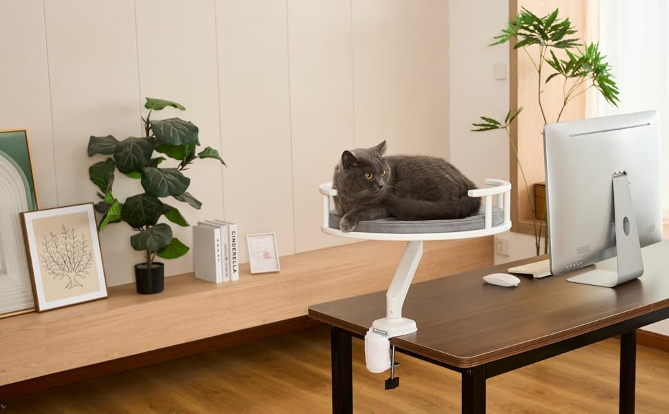 Кішка ліжко Noviclass® LEVI | Платформа для котів | Для столу та підвіконня | 2 ліжка | Cord-дизайн сірий | Міцне та сучасне