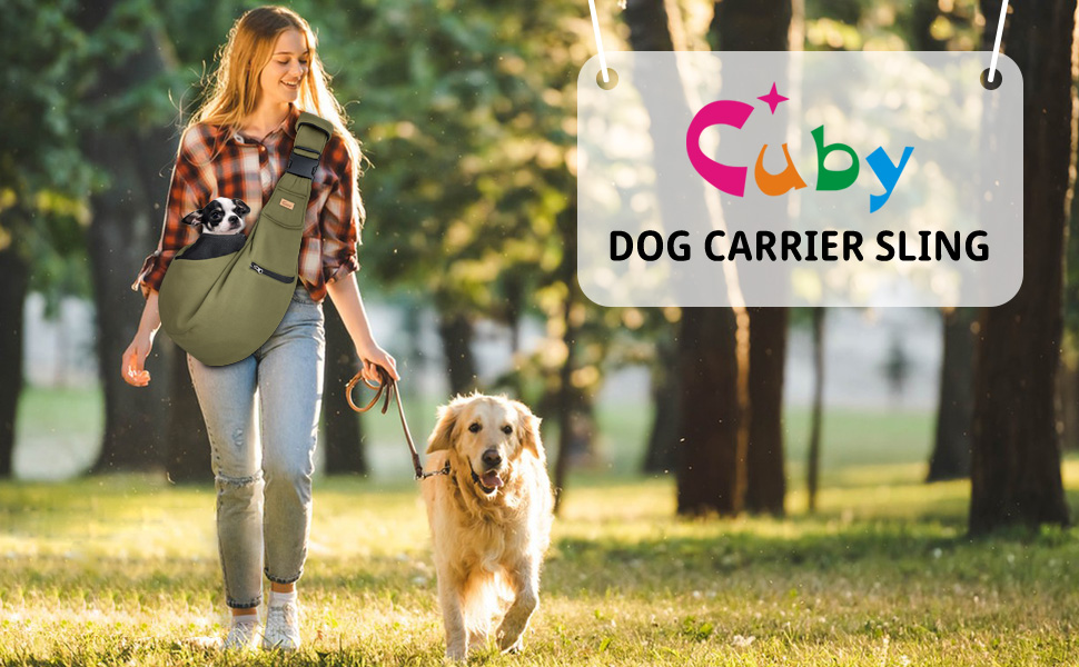 Сумка-переноска для собак CUBY, регульована, двостороння, для маленьких та середніх порід, з безпечним ременем, кишенею на блискавці, знімною підстилкою та підкладкою на плече, зелена, оновлена