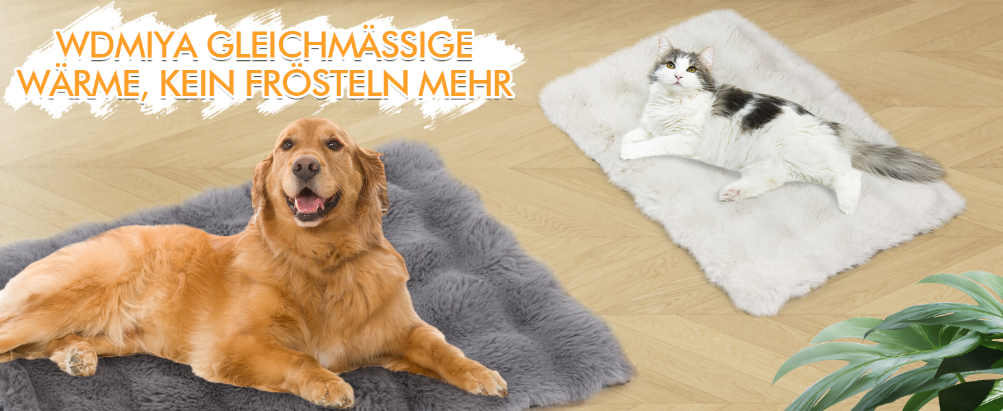 Самогріюча ковдра для домашніх тварин Wdmiya 60x45 см, для котів та собак, миюча, флаєцева, без електроживлення, для автомобіля. Білий колір, розмір M.