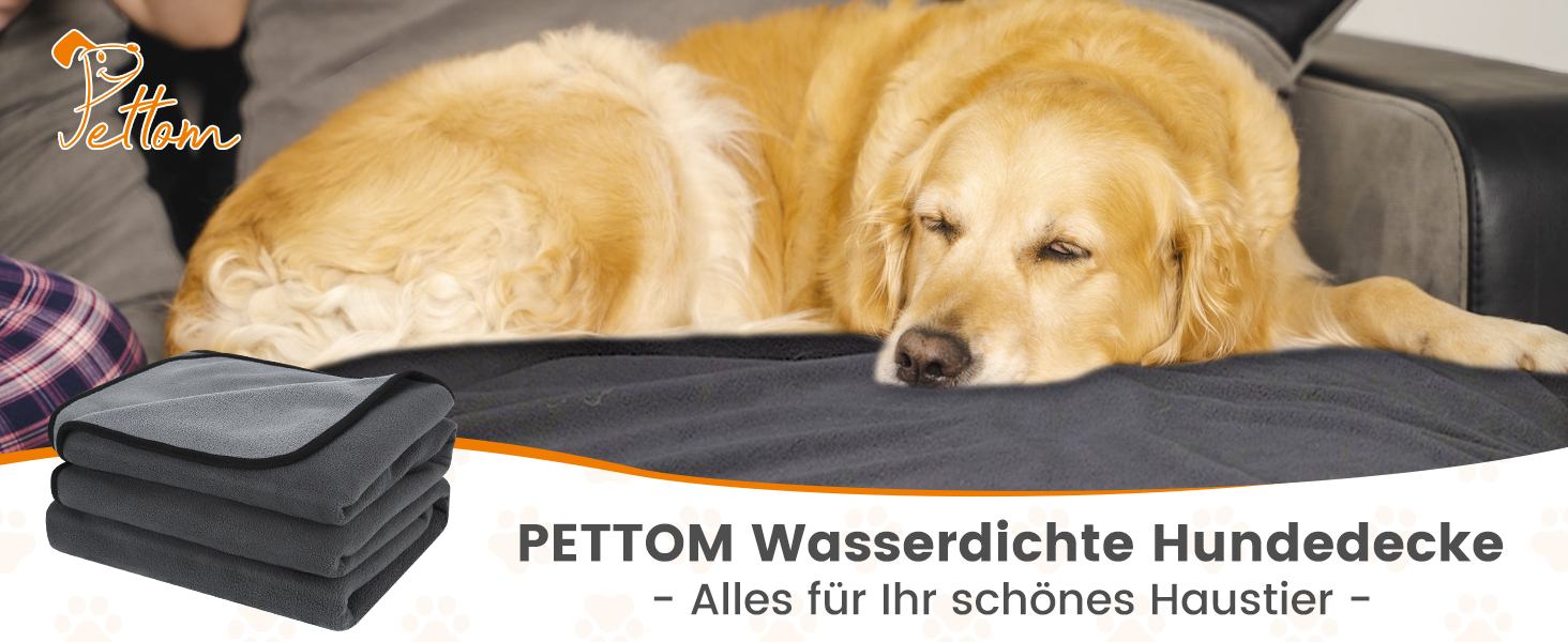 Водонепроникний плед для собак PETTOM 152x127 см, м'який плед для великих і маленьких собак, захисний плед для дивану, ліжка, автокрісла, меблів - 30°C, великий, синій