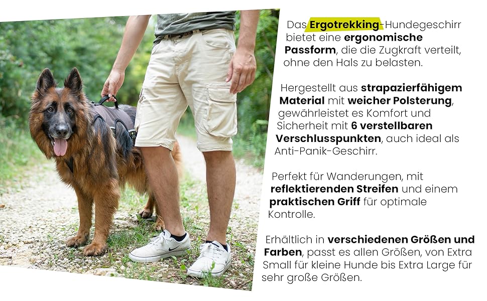 Шлейка для собак Ferplast ERGOTREKKING Large, чорна, велика, з 6 застібками, відбиваючими елементами та регулюванням, для грейхаундів