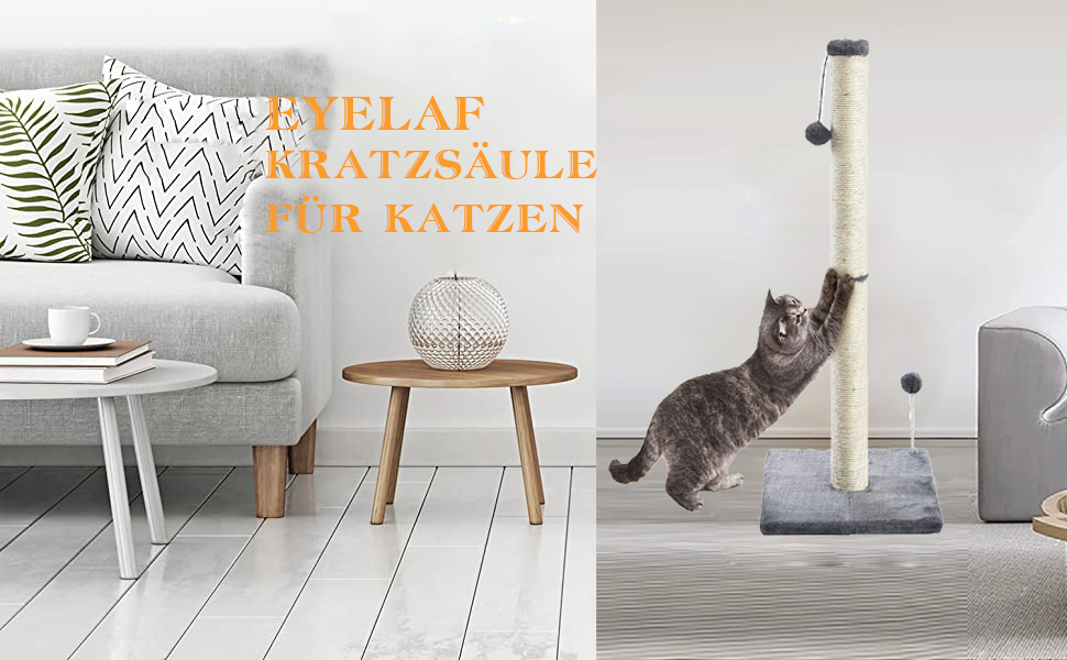 Котяча дряпка XXL з сизалевого мотузка, з м'яким плюшем та іграшкою (80 см)