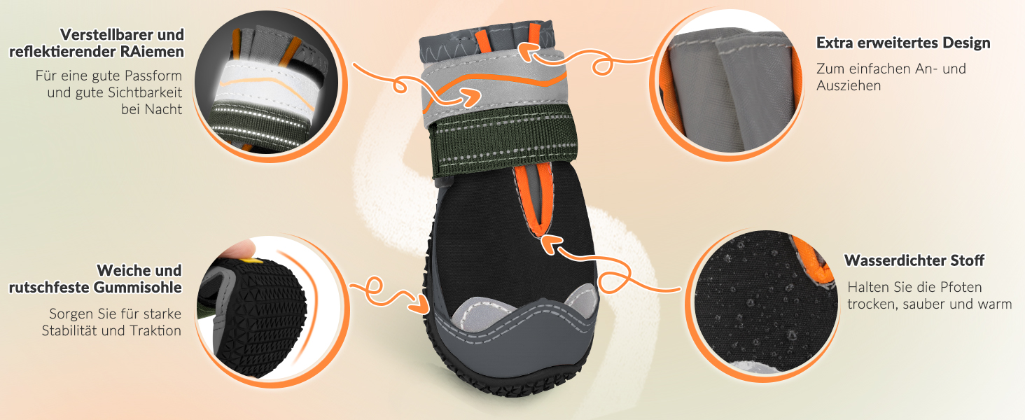 Зручні собачі черевики для захисту лап, 2 шт. - дихаючі, з неслизькою підошвою та світловідбиваючим кріпленням. Підходять для собак маленьких, середніх та великих порід. Ідеально для спорту та прогулянок на відкритому повітрі (Чорний, розмір 8).