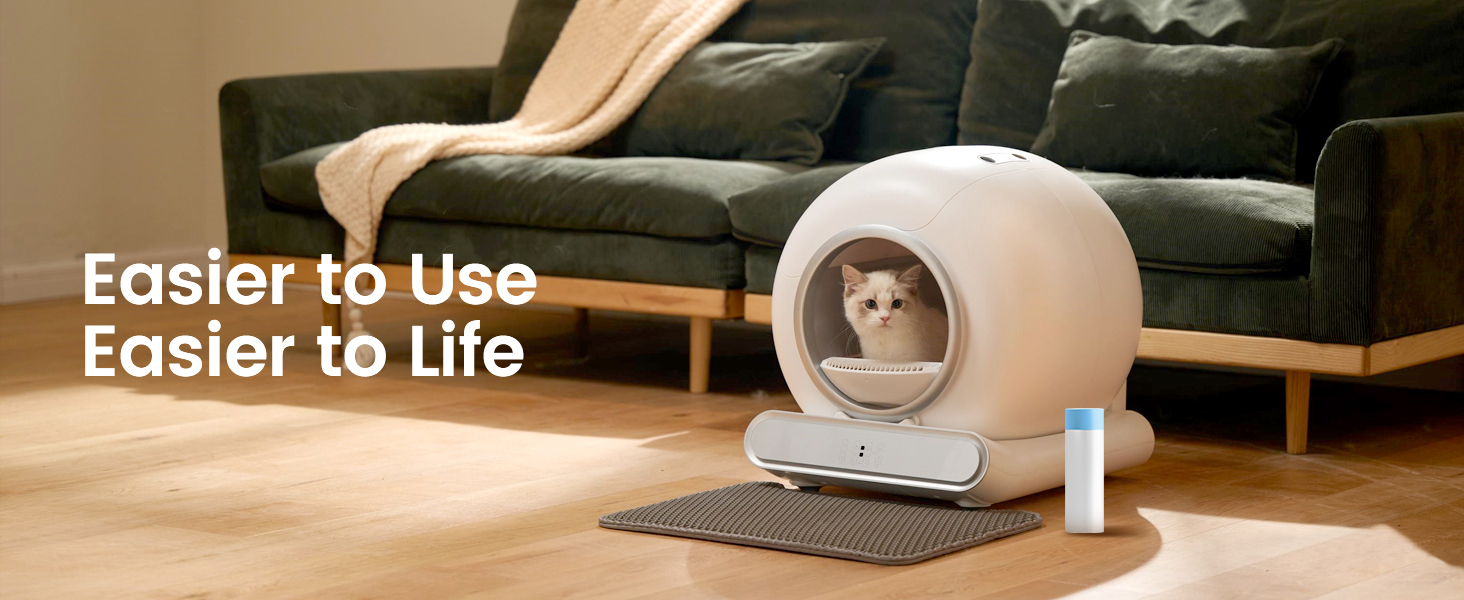 Автоматичний самоочисний лоток для котів з APP-керуванням, 65л, знімний контейнер для відходів
