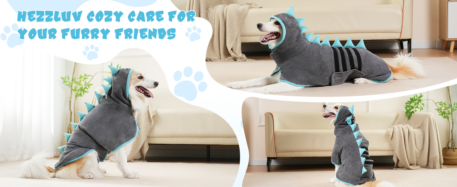 Рушник для собак з мікрофібри, швидковисихаючий, регульований, надзвичайно поглинаючий для середніх та великих собак, легко одягається (Сіро-зелений, Сіро-блакитний, S)