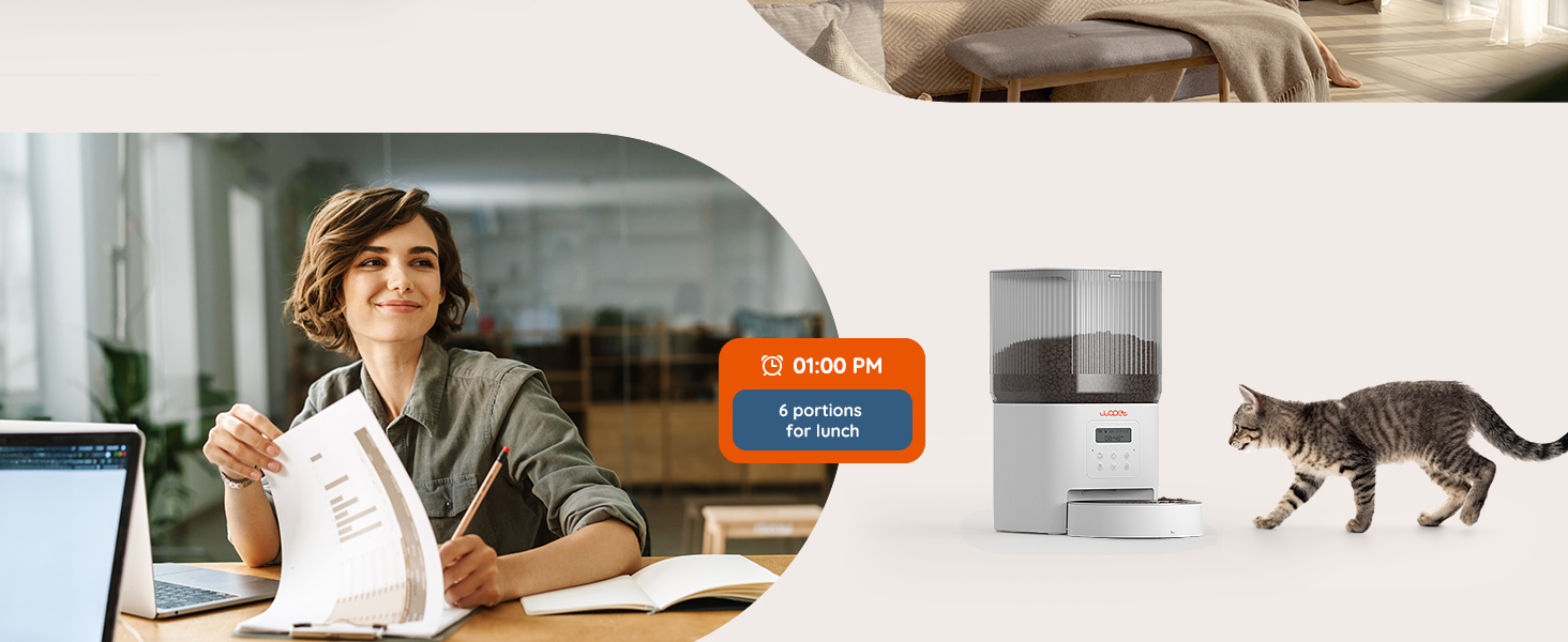 Автоматичний кормушка для котів WOPET 4L: програмування, 180 днів роботи, сталева миска, білий колір