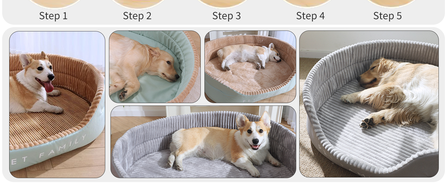 Ортопедичне ліжко для собак PETCUTE середнього розміру, миється, подушка для собак, котячі ліжка, кошик для собак з неслизьким дном, заспокійливе ліжко для домашніх тварин, блакитний+сірий