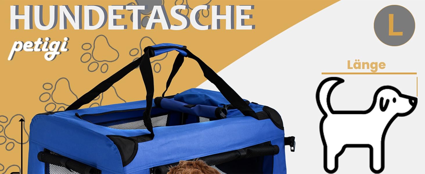 Транспортна переноска для собак та котів Petigi (L, 70x52x51 см, Синій)