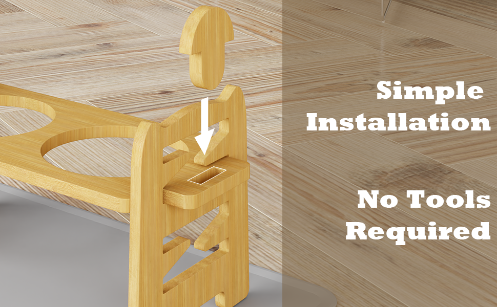 Підвищена годівниця для собак з підставкою, регульована висота, годівниця для маленьких собак та котів, міцна годівниця з бамбука з 2 керамічними мисками та килимком для тварин