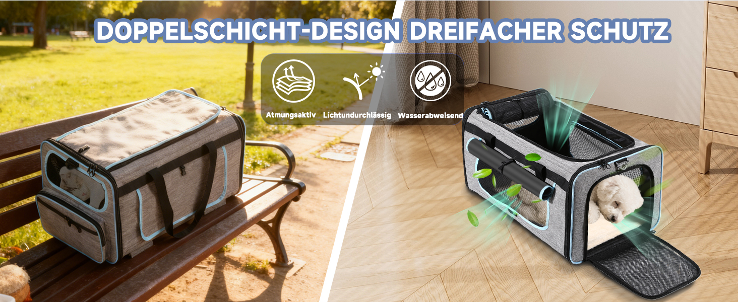 Транспортер для тварин на колесах для котів та собак, сумка-переноска з знімними колесами та пральним вкладишем, плечовий ремінь, портативний транспортер для відпочинку на природі та подорожей на авто (Макс.20 кг)