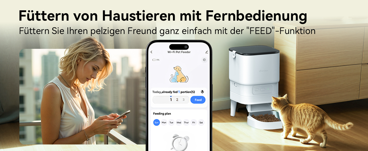 Автоматичний годівник для котів з Wi-Fi, 4L, керування через додаток, 10s запис голосу, для котів та собак (білий)