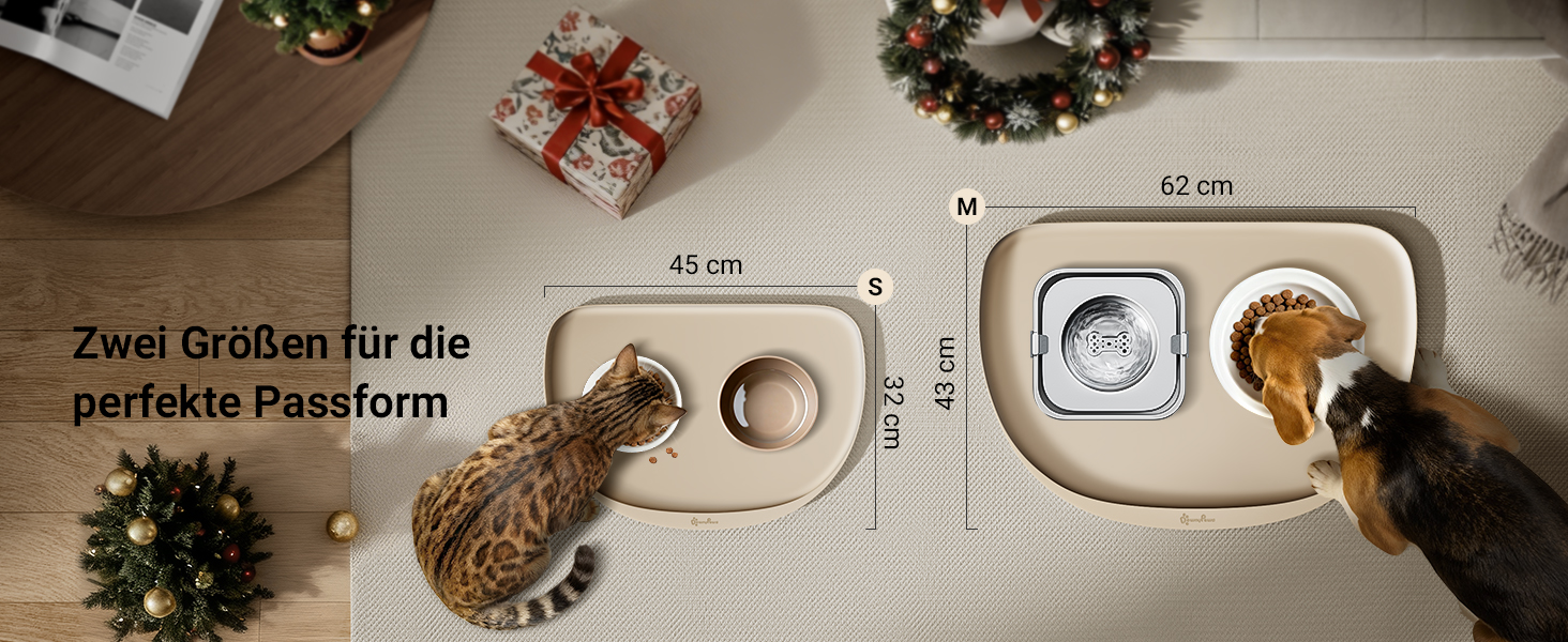 Підкладка під миску для котів DownyPaws, силіконова, 45 x 32 см, бежева - протиковзна, легко миється, BPA-free