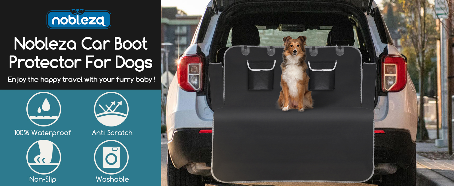 Захист для багажника автомобіля Nobleza для собак: килимок з захистом краю, універсальна автодека для собак з 2 кишенями, 185 x 105 см, водонепроникний та стійкий до подряпин