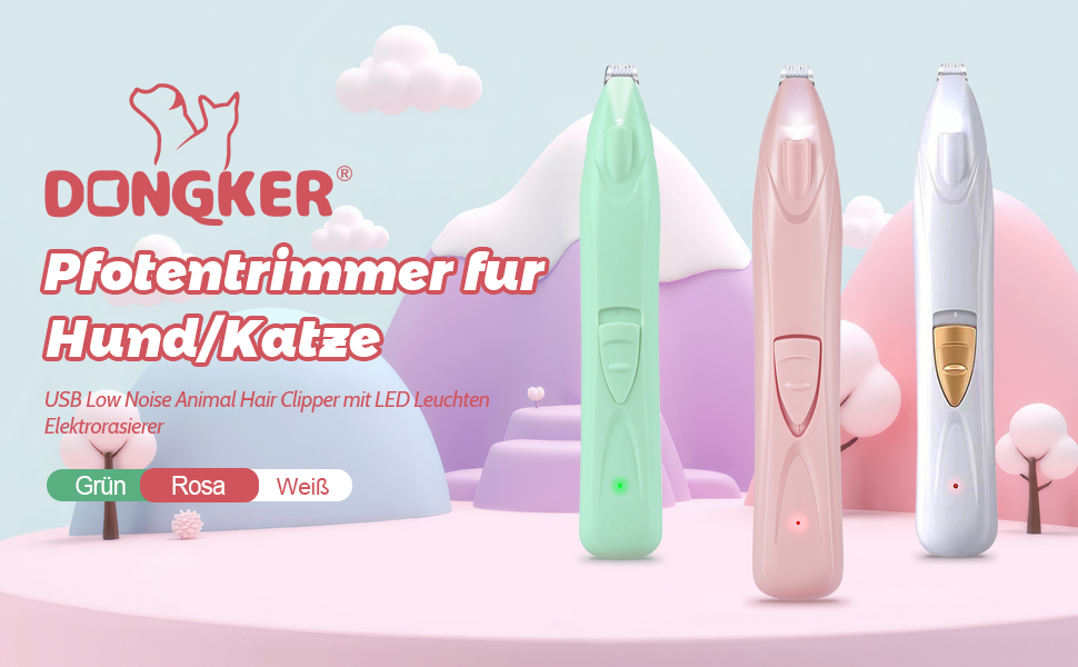Бездротовий триммер для лап тварин, тиха машинка для собак з LED-підсвіткою, перезаряджувана для собак, котів, лап, очей, вух, обличчя, тіла, зелений