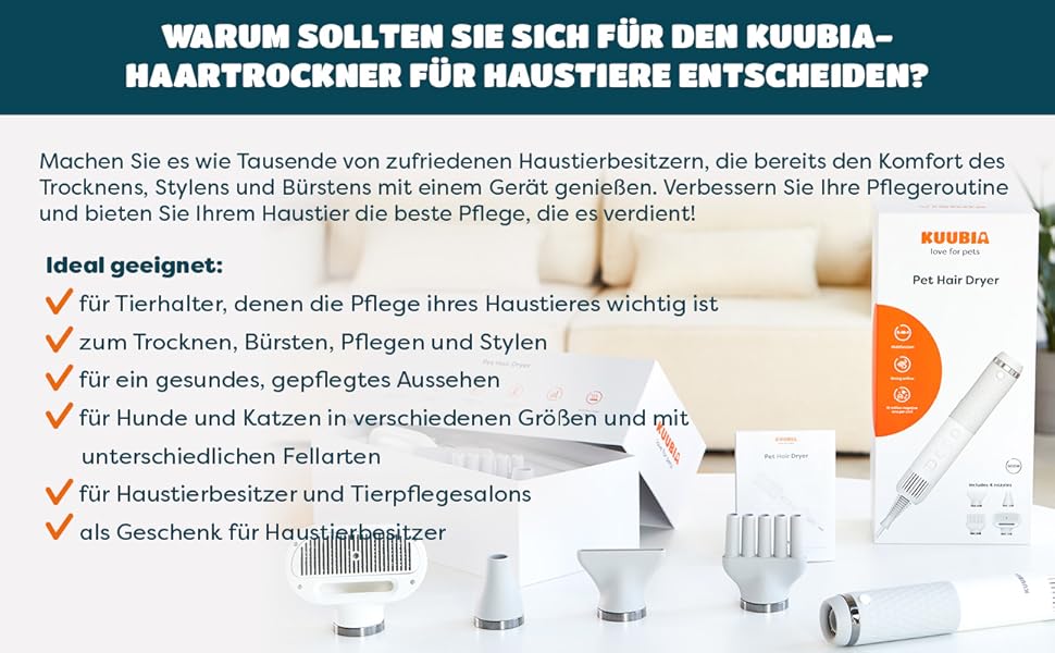 Фен для собак 5-в-1 900W | Фен-щітка для собак та котів | Безшумний, з іонізацією, для всіх порід | Сушарка для тварин