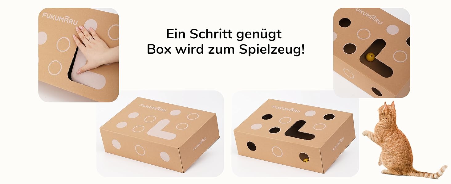 Котячий когтеточка FUKUMARU L-подібної форми, 68 см, з візерунком смуг, з іграшкою, для стіни та кута, з міцного картону