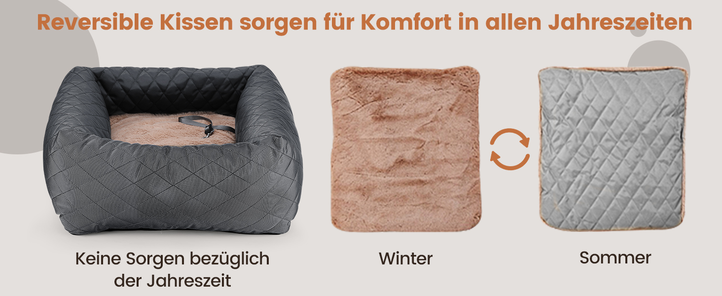 Крісло-підвищення для собак у машину 2 в 1 з підстилкою та ременем безпеки (Сірий, M)