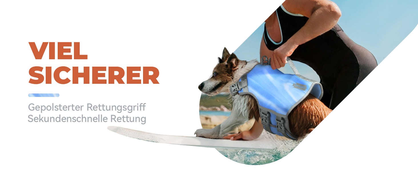 Жилет рятувальний для собак VIVAGLORY Neoprene, блакитний, розмір S (51-56 см)