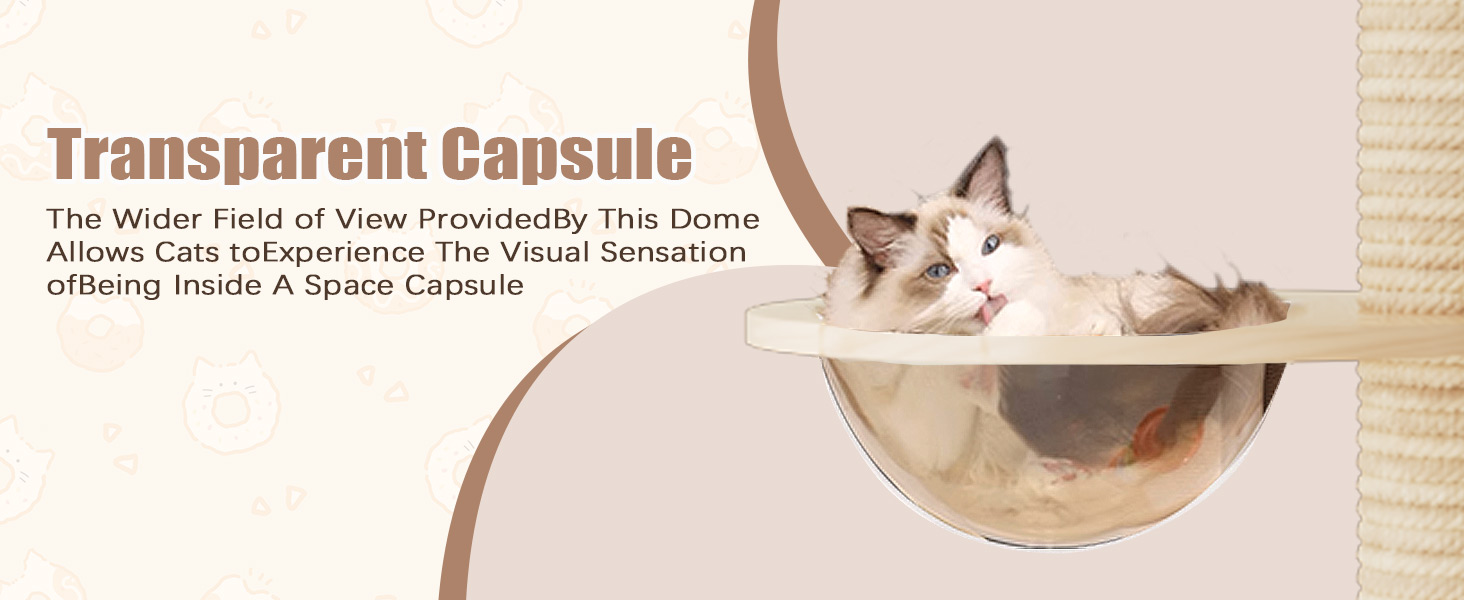 Котячий комплекс Роміромі з 7 ярусами, 250-260 см, регульована висота, котячий будиночок, гамак, 6 платформ, прозора капсула