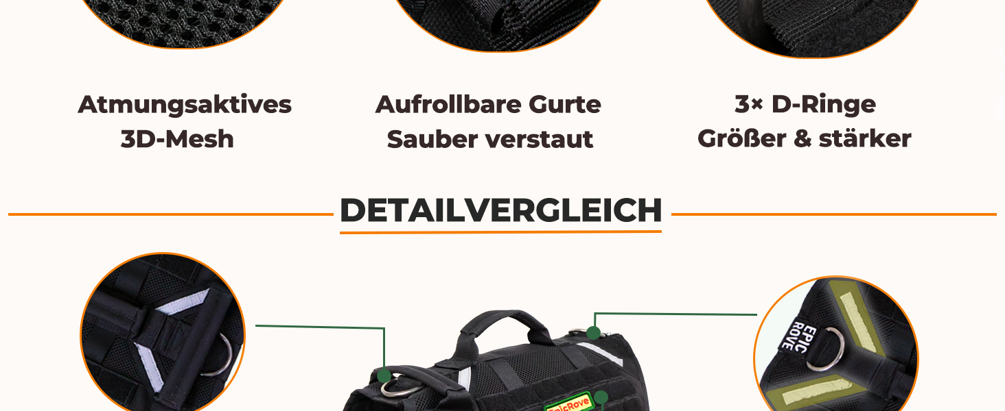 Шлейка для собак EpicRove RoveVest Air, чорна, L – легка, дихаюча, регульована, для прогулянок та активного відпочинку