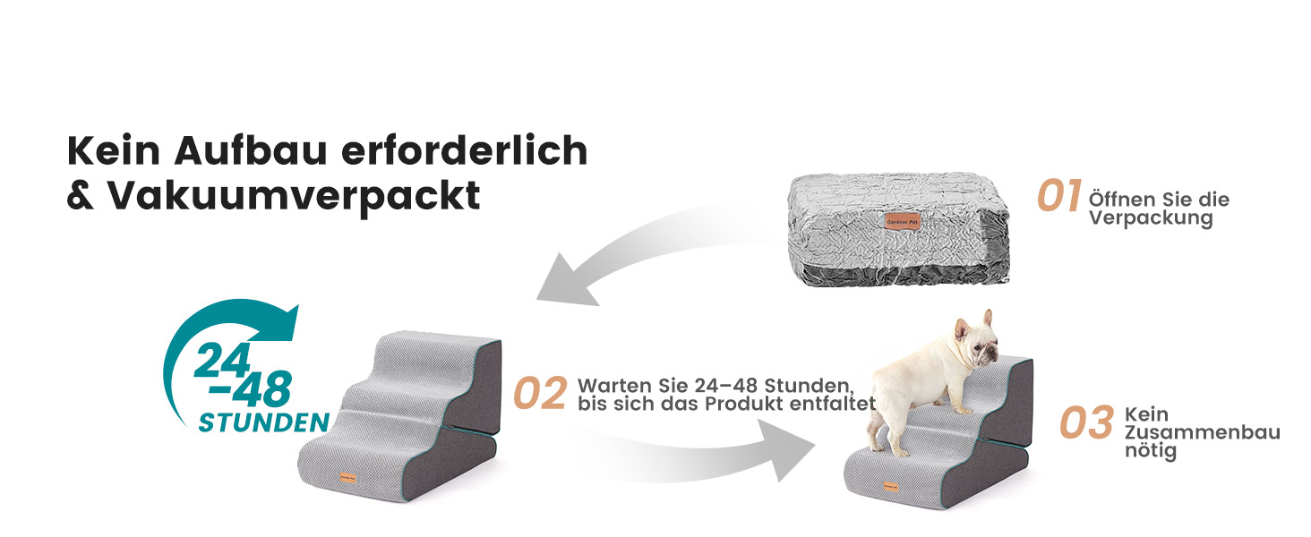 Східці для собак Garder Pet - 35/42 см, 3 сходинки, з високощільної піни, з водонепроникним антиковзким покриттям для ліжка, дивану, софи, сірі