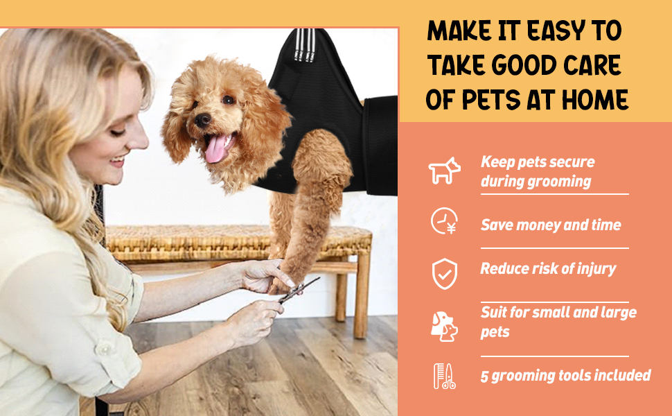 Набір для грумінгу собак та котів MACUNIN: гамак, інструменти для стрижки кігтів, аксесуари для миття. Підходить для собак та котів будь-якого розміру.