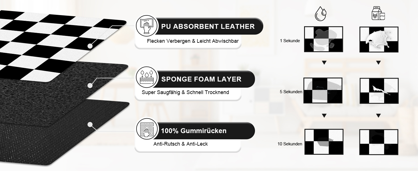 Килимок для котячого/собачого корму BLESWIN - 51x30,5 см, чорно-білий, антиковзаючий, для мисок