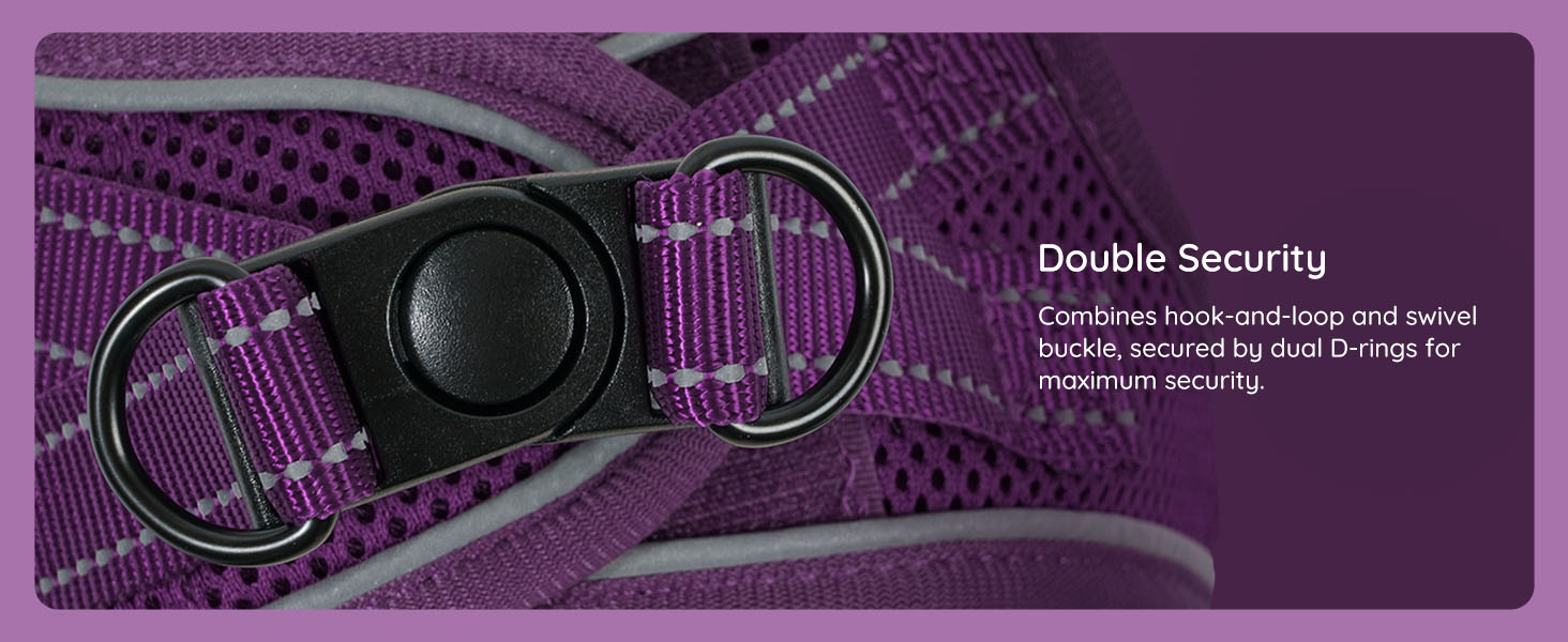 Шлейка для собак BELLA & PAL для маленьких собак з повідком, Step-in шлейка з Air Mesh, анти-тяга, світловідбиваюча, дихаюча, для цуценят, котяча шлейка, XS (XXS (28-30см обхват грудей), фіолетова)