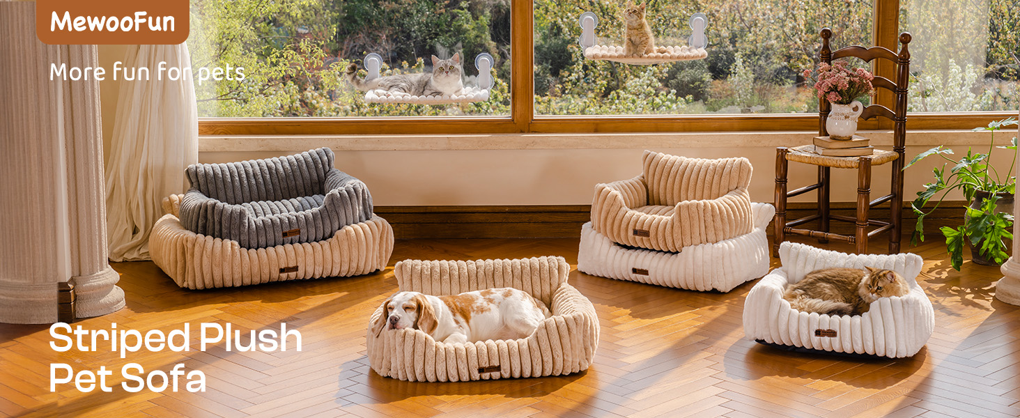 М'яке ліжко для собак та котів MEWOOFUN - зручне та затишне ліжко для домашніх улюбленців (Сірий, 91x72x30 см)