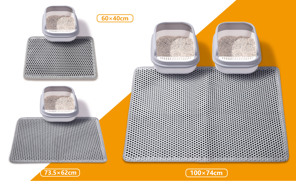 Килимок для котячого туалету Ondware, 117.8 x 66 см, двошаровий, вологостійкий (сірий)