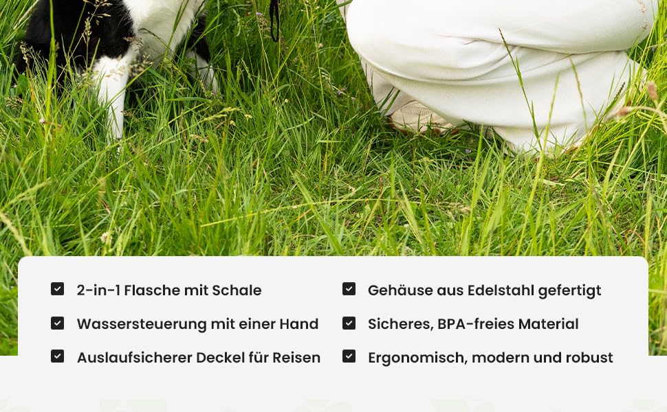 Водяна пляшка для собак Sogoro 700 мл - не протікає, з нержавіючої сталі - портативна, для всіх порід